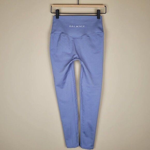 Balance Athletica Size L Vitality Linear Ribbed Leggings Peace Blue - Picture 5 of 9